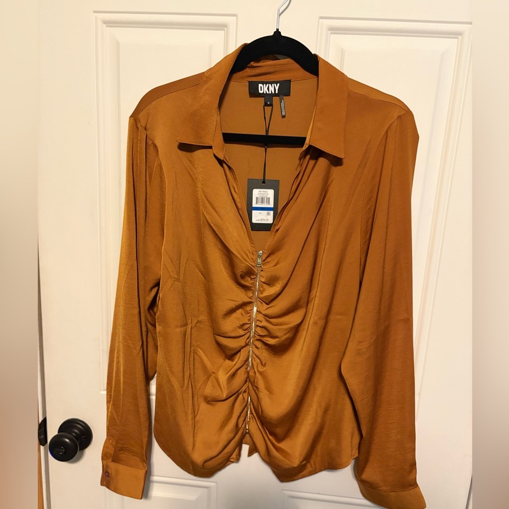 DKNY Women's Blouse in Roasted Pecan color